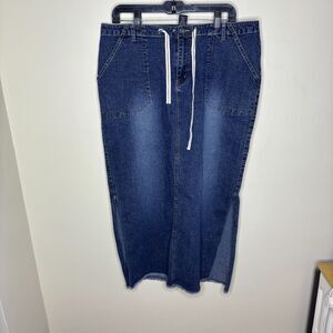 faded glory womens denim skirt dark wash size 14 y2k